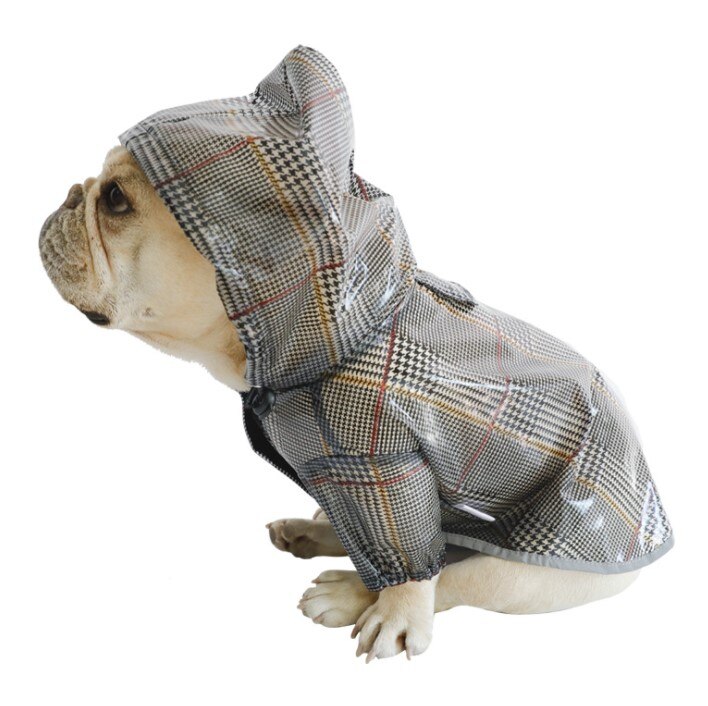 [MPK Dog Poncho] Dog Raincoat for French Bulldogs and Pugs, For Choice of Color, please refer to picture instead of words: Grey Base / L