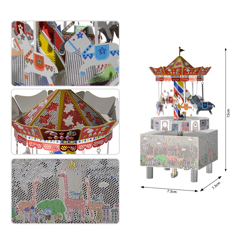 Carrousel Thema Muziek Doos Metalen DIY Kinderen Jaar Decor Muziekdoos voor Kinderen , het is EEN Kleine Wereld Lied