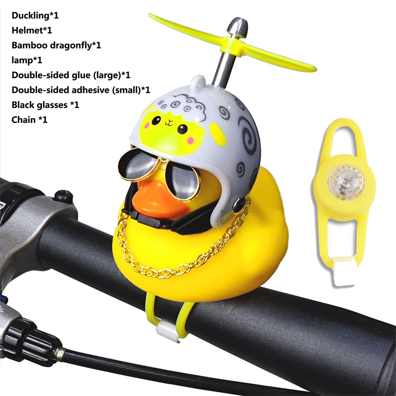 adulte enfants vélo cloche dessin animé petit canard jaune brillant VTT guidon canard tête lumière accessoires: MULTI
