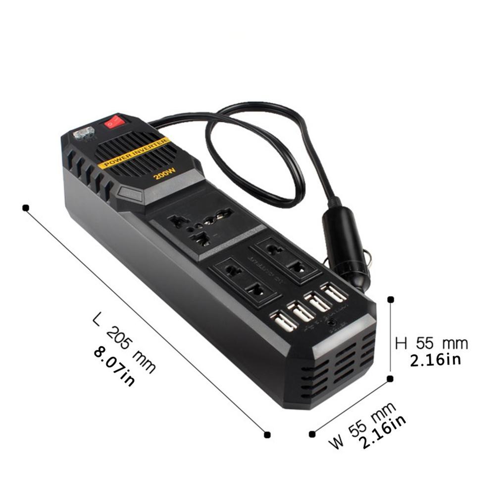 Car Inverters Auto Power Inverter DC 12V To AC 220V 4 USB Charger Ports Voltage Converter Car Accessories