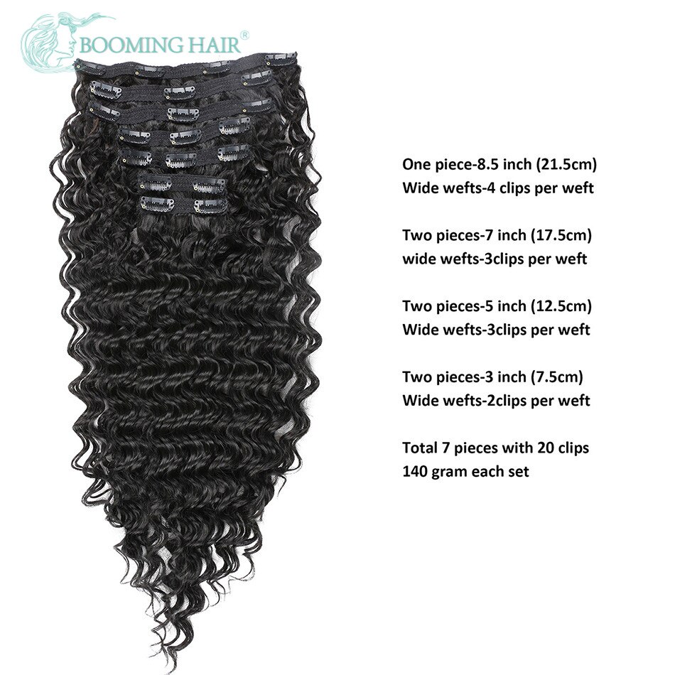 BOOMENDEN HAAR Clips in Haar Verlängerung Tiefe Welle 24 Zoll Synthetische Haar Verlängerung 20 Clips auf 140G Haarteil