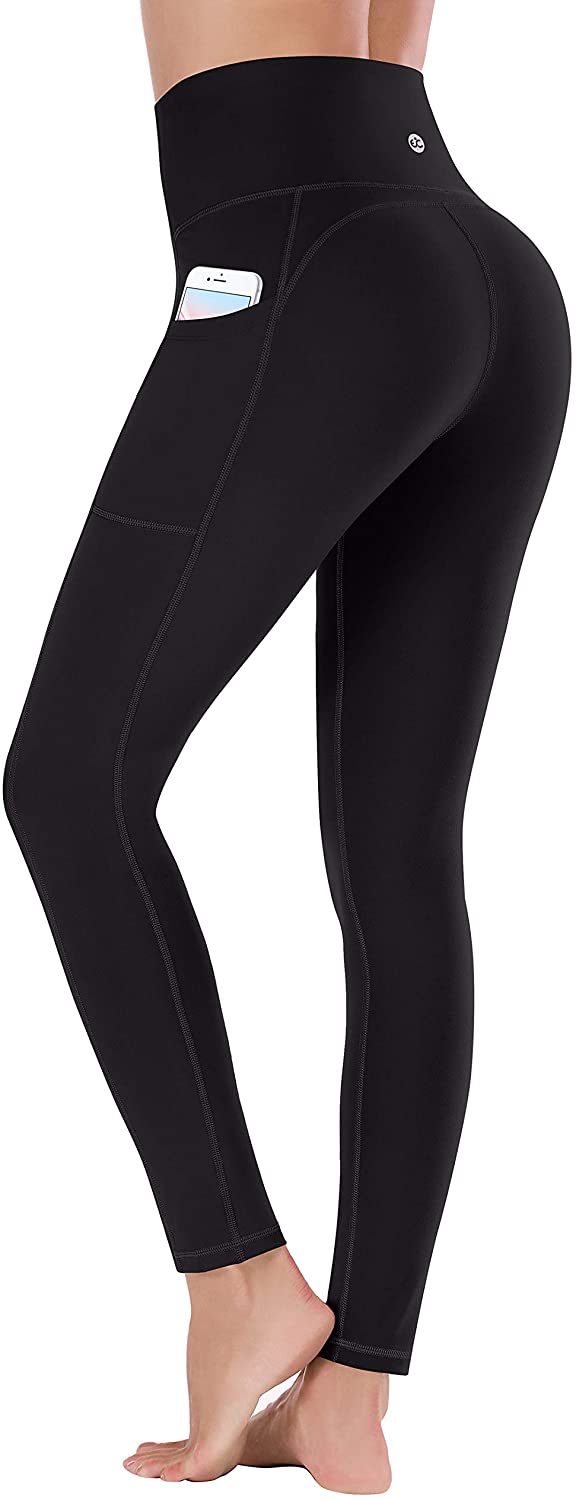 Leggings mit Handytasche Sporthose Damen High Waist Sport Leggings Yogahose Damen Blickdicht Laufhose