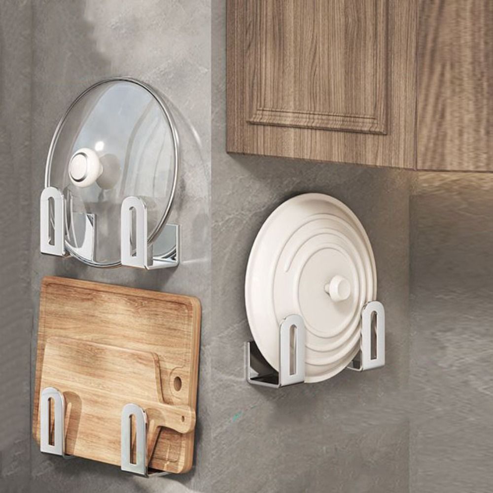 Planche à découper en acier inoxydable, support de couvercle de Pot, noir/gris/argent, support de planche à découper réglable, gain de place, montage mural, 2 pièce/ensemble