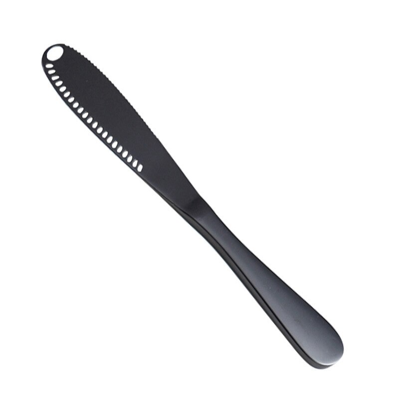 Coltello da burro da cucina coltello da burro in acciaio inossidabile con foro formaggio strumenti da Dessert coltello da marmellata posate coltello da pane Toast da cucina: Black
