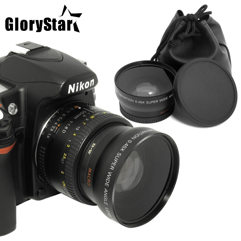 Glorie Ster 52Mm 0.45x Groothoek Lens + Macro Lens Voor Nikon Dslr Camera 'S Met 52Mm Uv Lens filter Draad