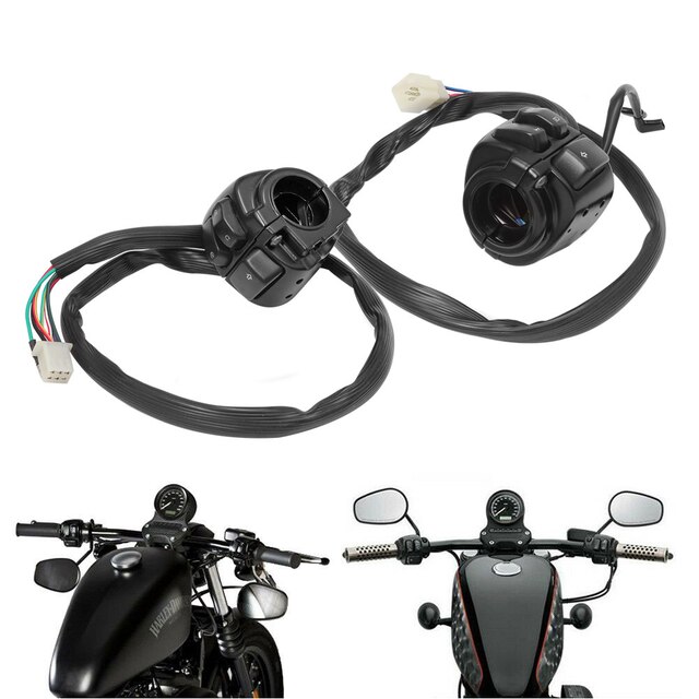 Motorcycle Chrome 1" 25mm Handlebar Turn Signal Control Switch For Harley Sportster XL883 Dyna V-ROD Softail 1996: Black