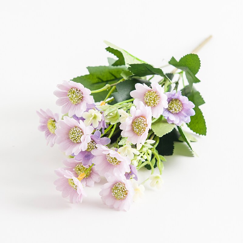 Flores artificiales de seda, jarrones de margaritas para decoración del hogar, accesorios de boda, liquidación decorativa, girasol de Navidad: Púrpura