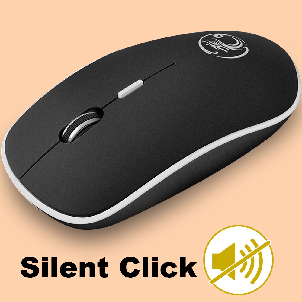 Silent Wireless Mouse PC Computer Mouse Gamer Ergonomic Mouse Optical Noiseless USB Mice Silent Mause Wireless For PC Laptop: Black Silent Click