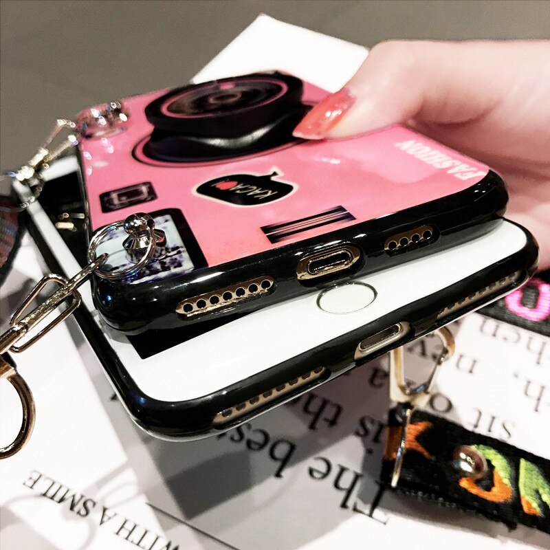 POCO X3 fallen retro 3D Kamera Telefon fallen Für Xiaomi POCO X3 NFC Silikon Weiche Rückseitige Abdeckung Mit Gurt Fundas