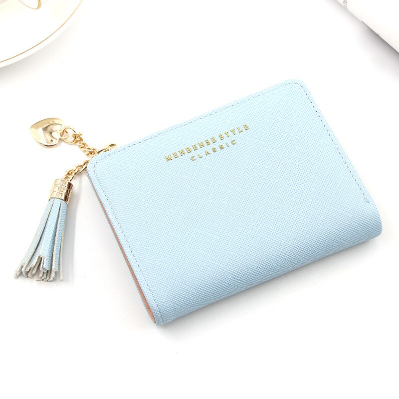 Gland femmes Portefeuille petit Portefeuille mignon femmes court en cuir femmes portefeuilles sac à main avec fermeture éclair portfolio femelle sac à main embrayage: Blue