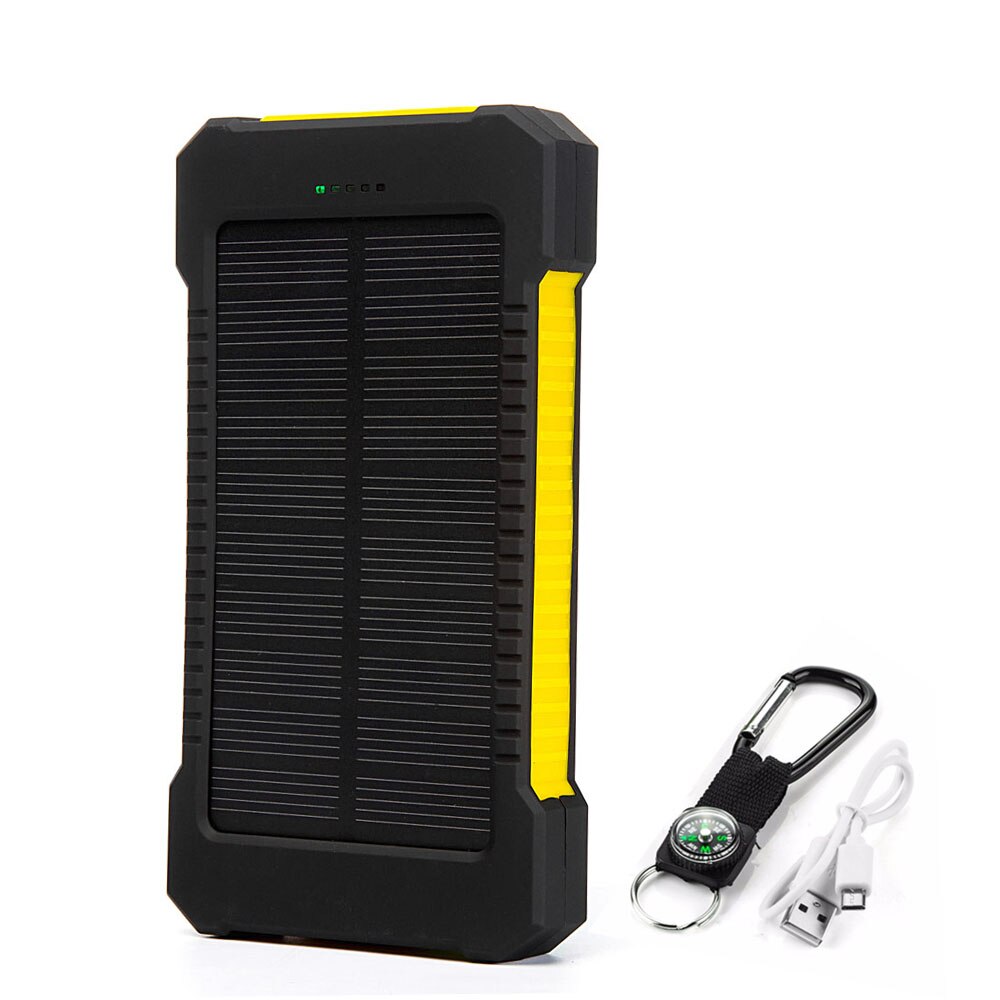 10000mAh Portable External Battery Power bank LED SOS Flashlight FAST Charging Solar Powerbank For smart Mobile Phone