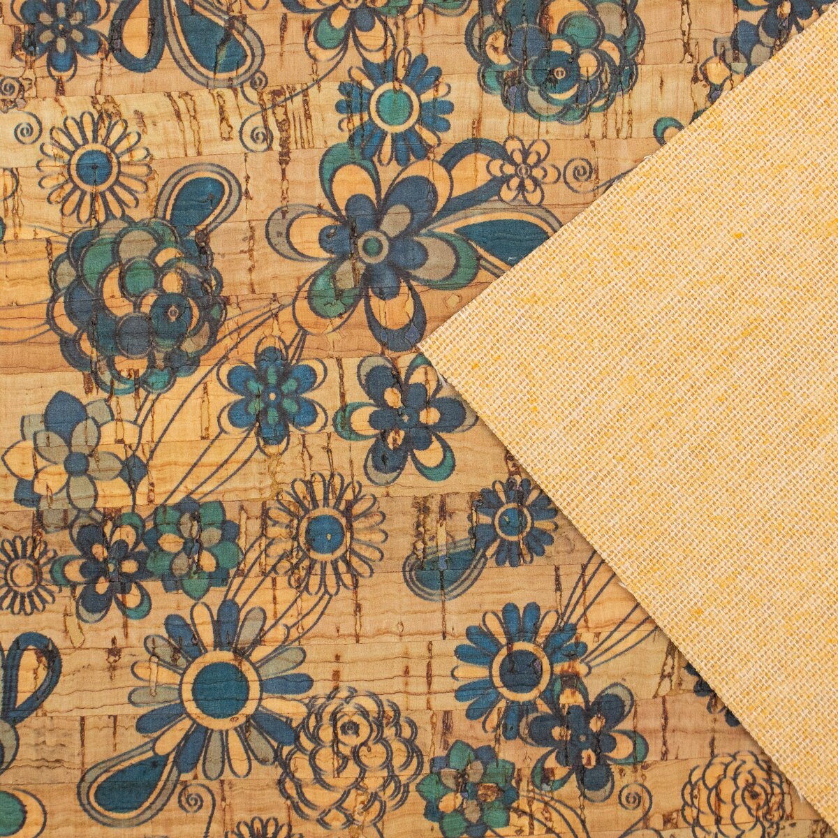 Du Portugal tissu en liège naturel à motifs de fleurs vertes conçoit des COF-205 textiles en liège
