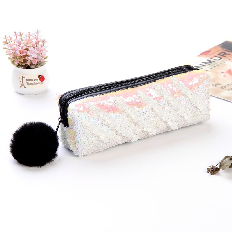 Estuche de lápices de lentejuelas Reversible para niñas y niños, material escolar súper grande, papelería escolar, , caja de lápices estuche
