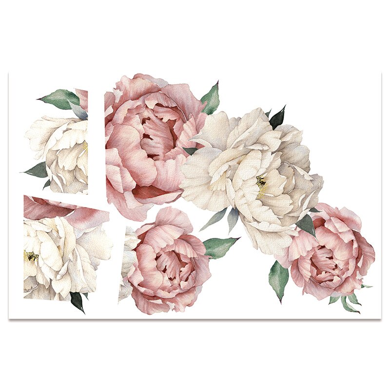 Large Peony Rose Flower Art Wall Sticker Living Room Home Background DIY Decal Bedroom Decoration Wall Decals: QTL7743 / 30X45cmX1pc