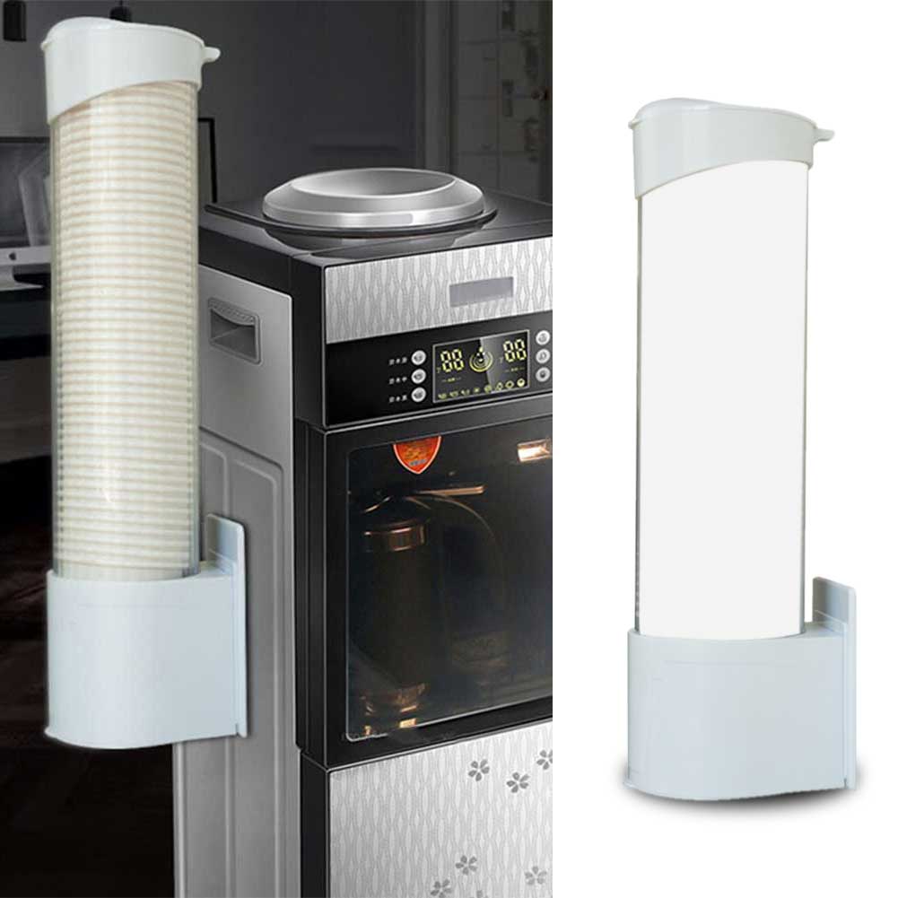 Wall Mounted ABS Storage Rack Organizer Dustproof Hotel Holder Paper Cup Dispenser Home Office Container Automatic Self Adhesive