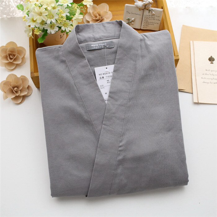 Spring Summer Soft Japanese pajamas Sets mens pijamas male 100% cotton Spa Robe sets for male boxer kimono robes men hombre: Gray Women / L