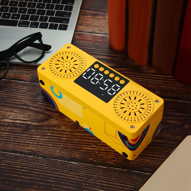 Stereo Subwoofer Bluetooth Speaker FM Radio Portable Speakers Mp3 Play Super Bass Loudspeaker Computer Column Yellow