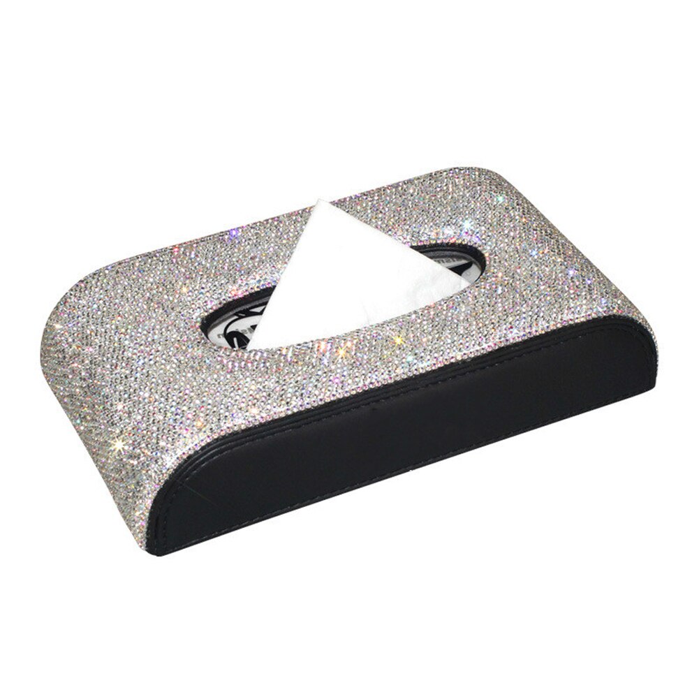 Lyxigt läder silkespapperskåpa kristall rhinestone block pappersförvaringslåda biltillbehör för kvinnor flickor: Originaltyp