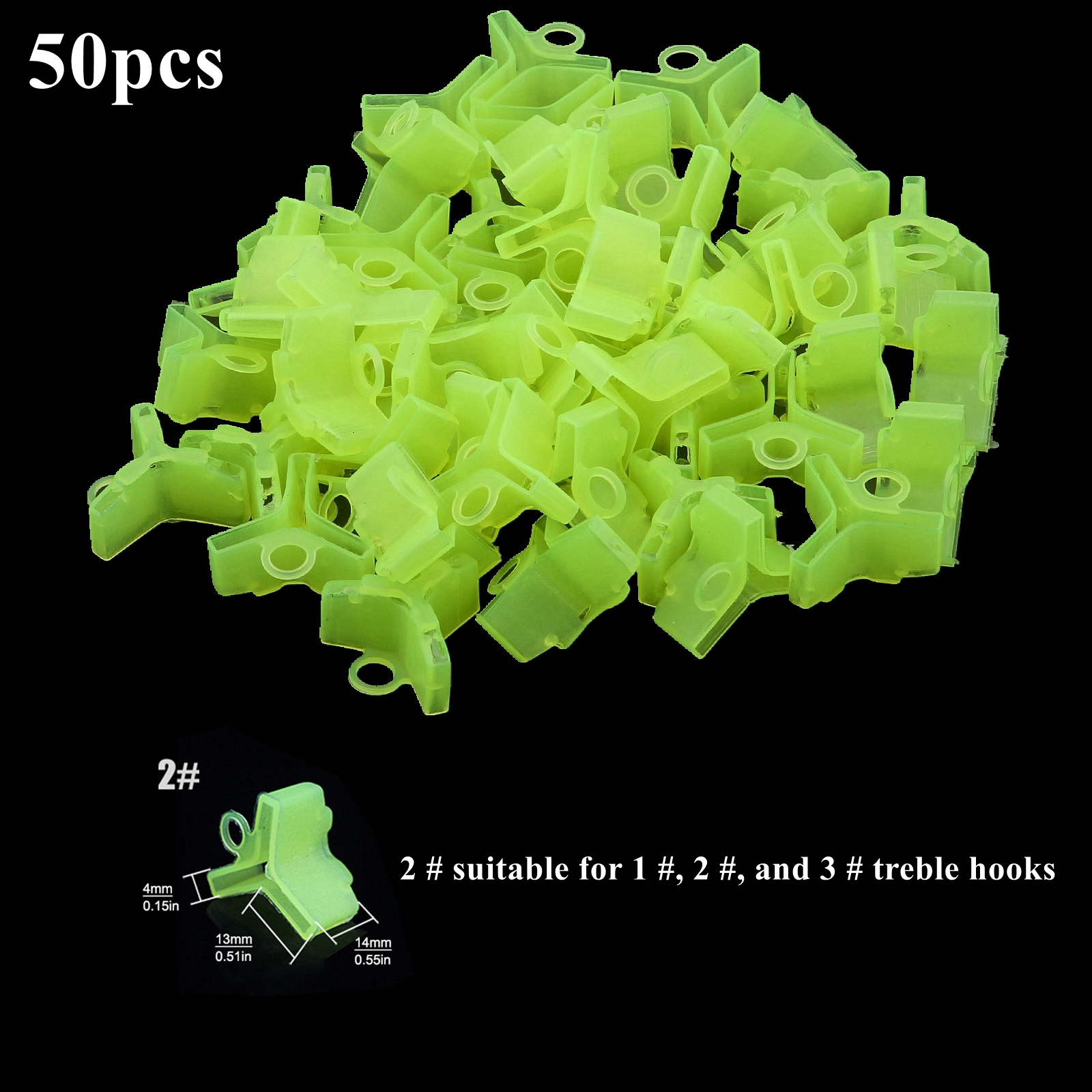 50pcs 1# 2# 3# 4# 5# Hook Safety Cap Protector Fishing Treble Hook Covers Fishing Hook Bonnets: Yellow