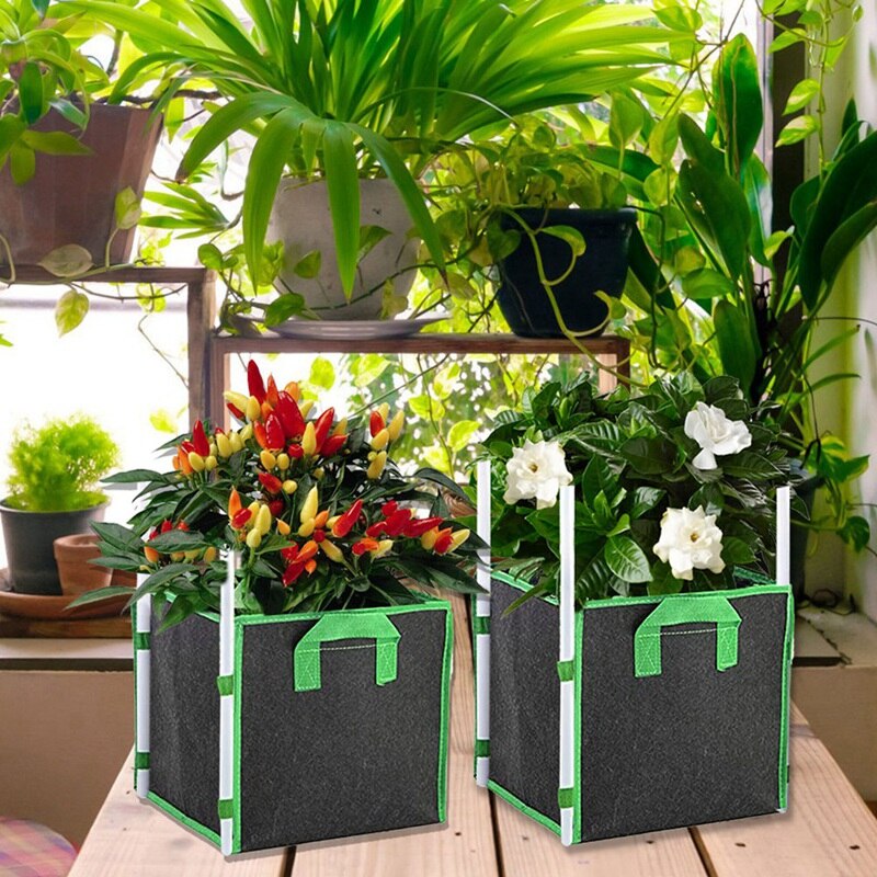 5PCS 10 Gallon Square Grow Bags, Thick Fabric Bags With Handles For Indoor And Outdoor Garden