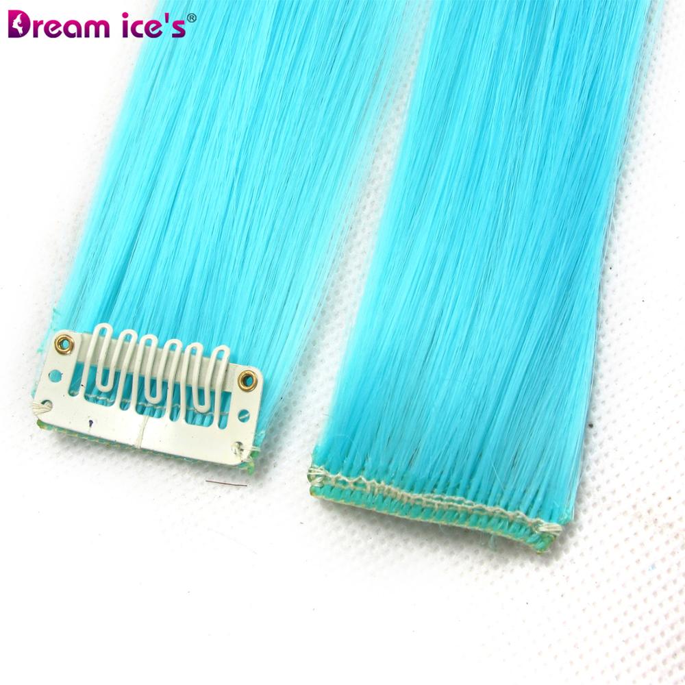Synthetische Lange Enkele Clip In Hair Extensions Een Stuk Roze Regenboog Kleur Mode Rechte Haarstukje Voor Vrouwen En Meisje