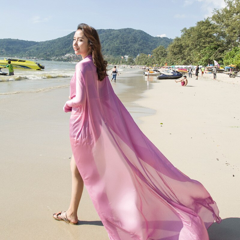 Las mujeres mantón abrigos de colores de caramelo simple Maxi abrigo chal suave mezcla mucho protector solar de verano sol playa 9 colores: Light Purple