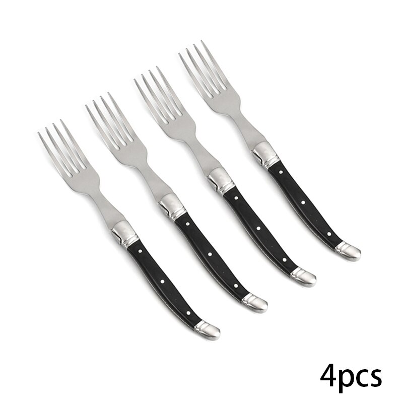 Laguiole-tenedores de acero inoxidable para carne, conjunto de tenedor de mesa para ensalada con mango de madera negra, de 9 pulgadas cubiertos de cocina, navidad: 4pcs dinner forks
