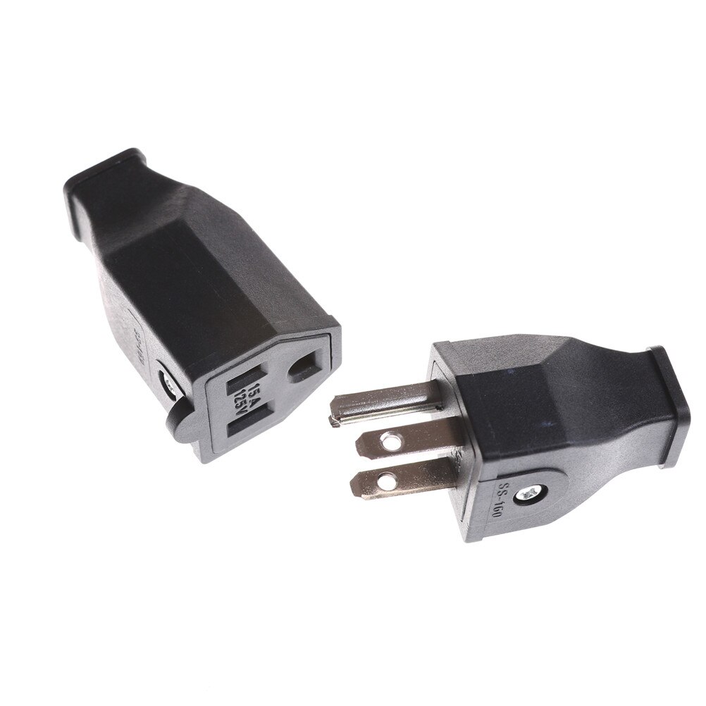 AC 125V 15A High Performance 3 Pin Male Female Power Cord Connector US Plug Converter Whosesale