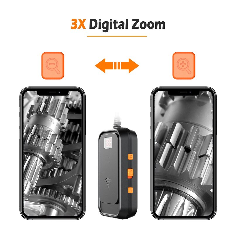F260 WIFI Endoskop Kamera Echt 5,0 mp HD1920P 3X Digital Zoomen 8MM Objektiv 8 LED-leuchten Starre Kabel IP68 wasserdichte Endoskop Kamera