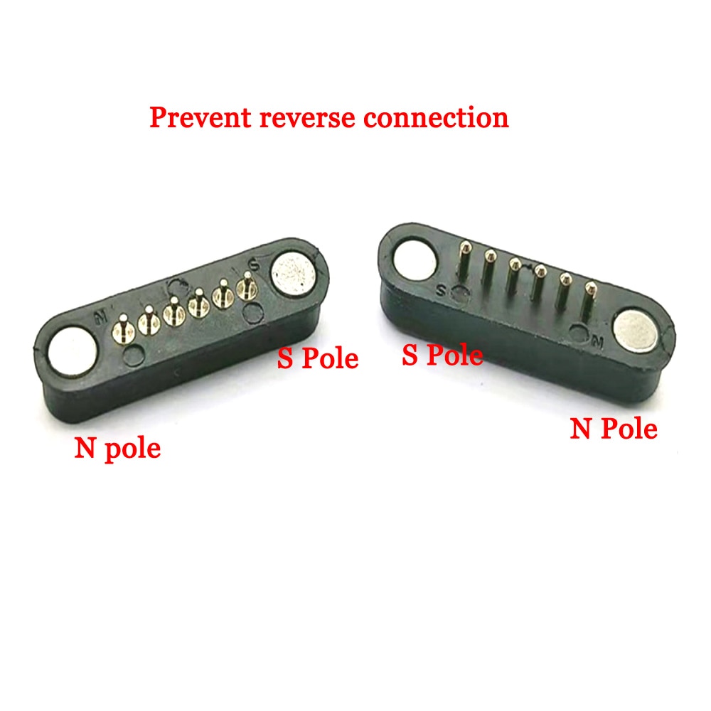 3set 6P Magnetic Pogo Pin Connector 6 Positions Pitch 2.2mm 3A Spring Loaded Header Contact for Charge Data Transfer cable Probe