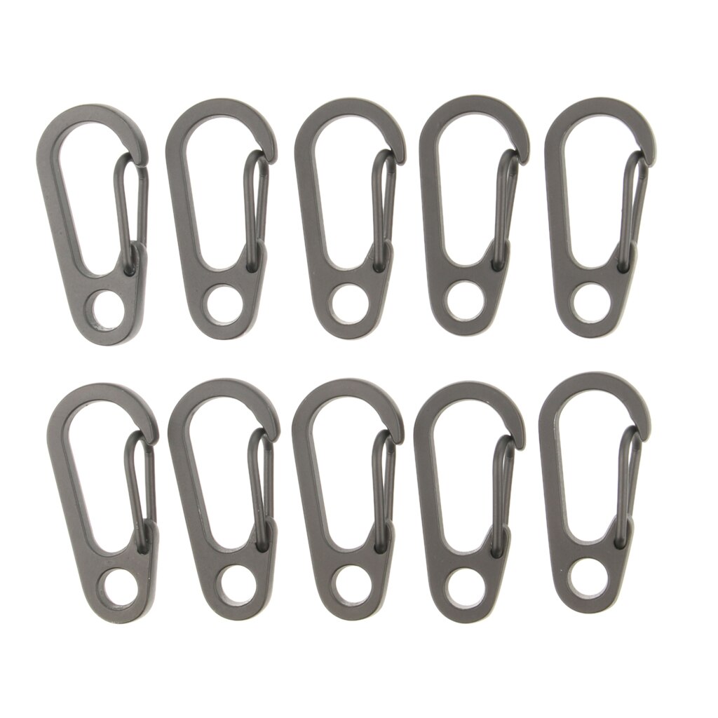 10Pcs Mini Snap Spring Clip Hook Carabiners Outdoor Camping Tool Keychain Gray, Strong and Durable