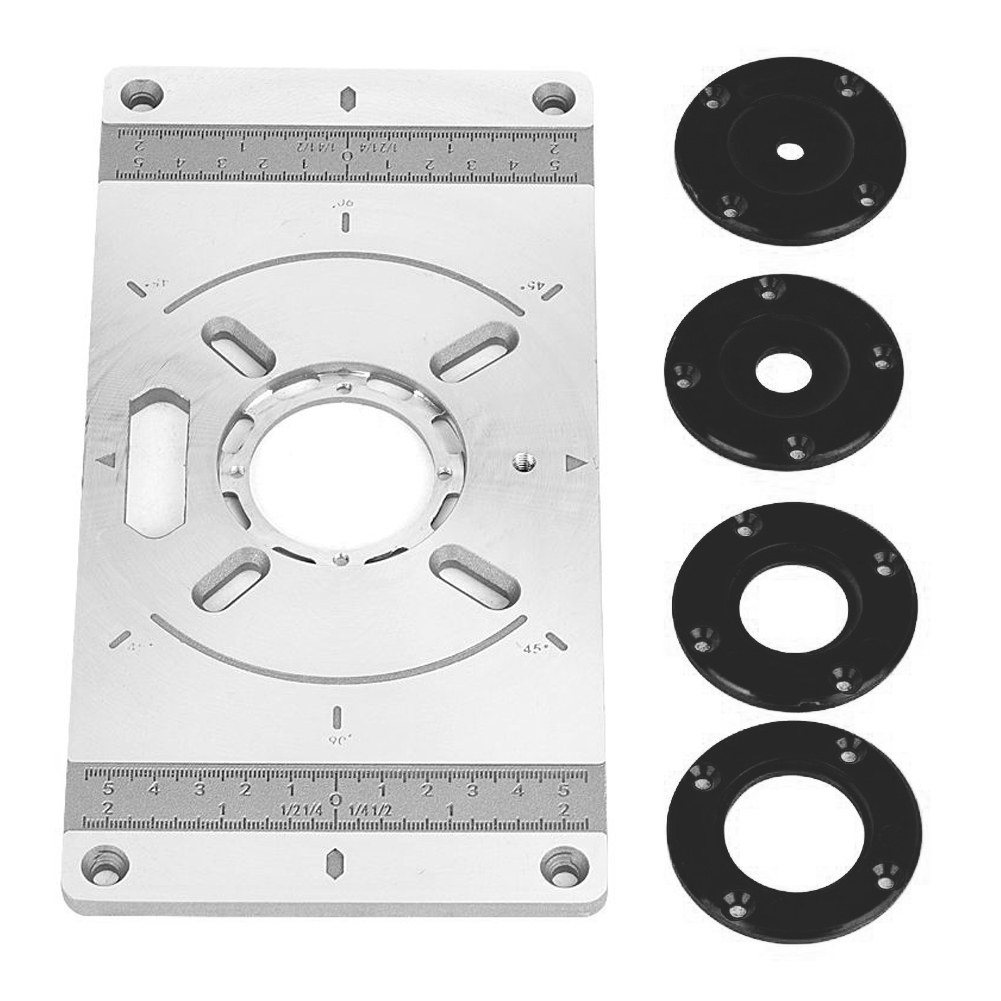 Máquina de corte de placa de inserción de mesa de Router de aleación de aluminio, herramienta de grabado, tablero abatible con 4 anillos para carpintería