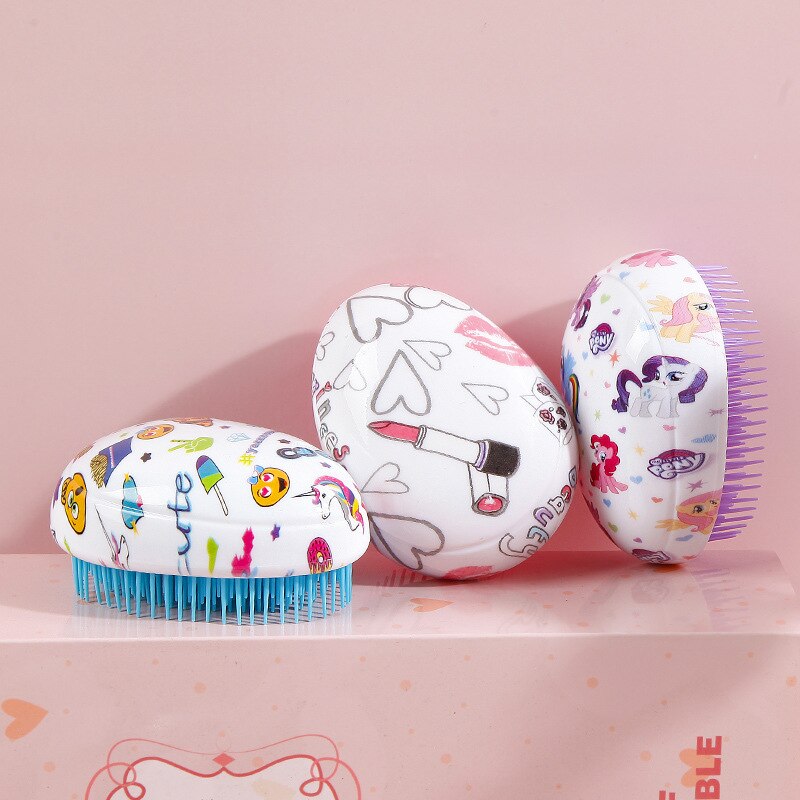 Anti Static Salon Egg Shape Glitter BlingBling Massage Hairbrush Tangle Hair Brush Styling Tools Hair Detangling Smoothing Comb