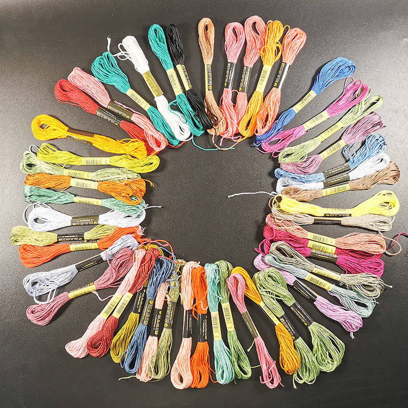 12/24/50/100 farger broderitråd tanntråd korsstingsett tråder til å strikke broderi gjør-det-selv-håndverk bomullssynøste