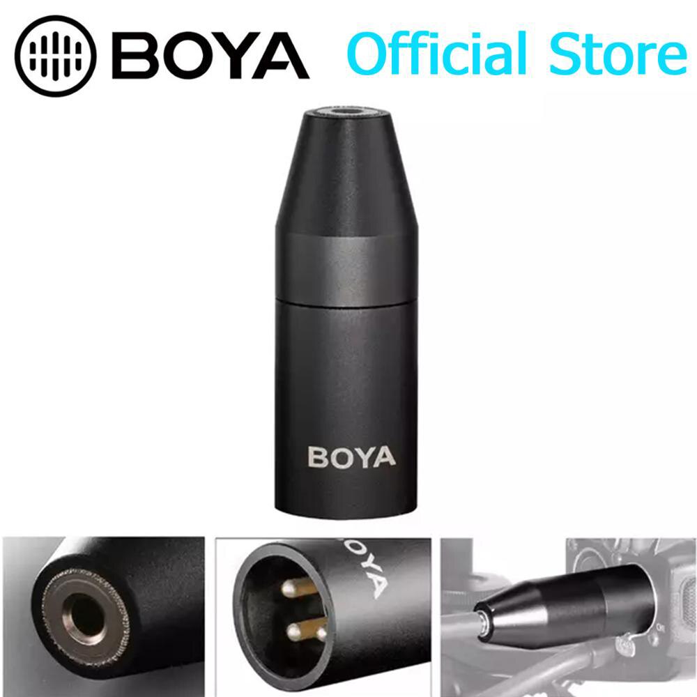 BOYA 35C-XLR 3.5mm (TRS) Mini-Jack Female Microphone Adapter to 3-pin XLR Male Connector for Sony Camcorders Recorders &amp; Mixers
