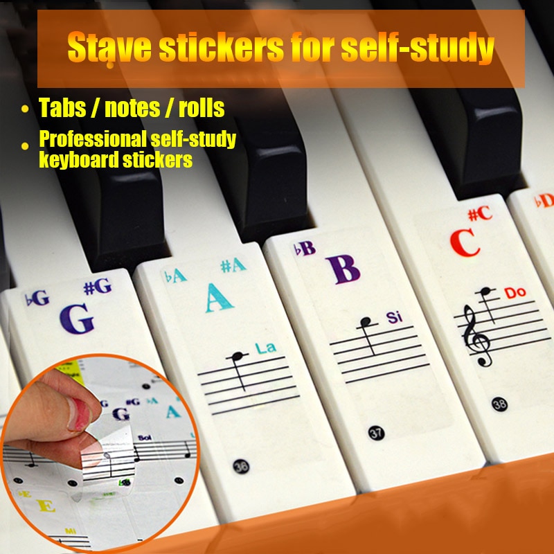 Nieuw Piano Stickers Voor Sleutels Kleurrijke Transparante Piano Toetsenbord Stickers Volledige Set Sticker Herbruikbare S66