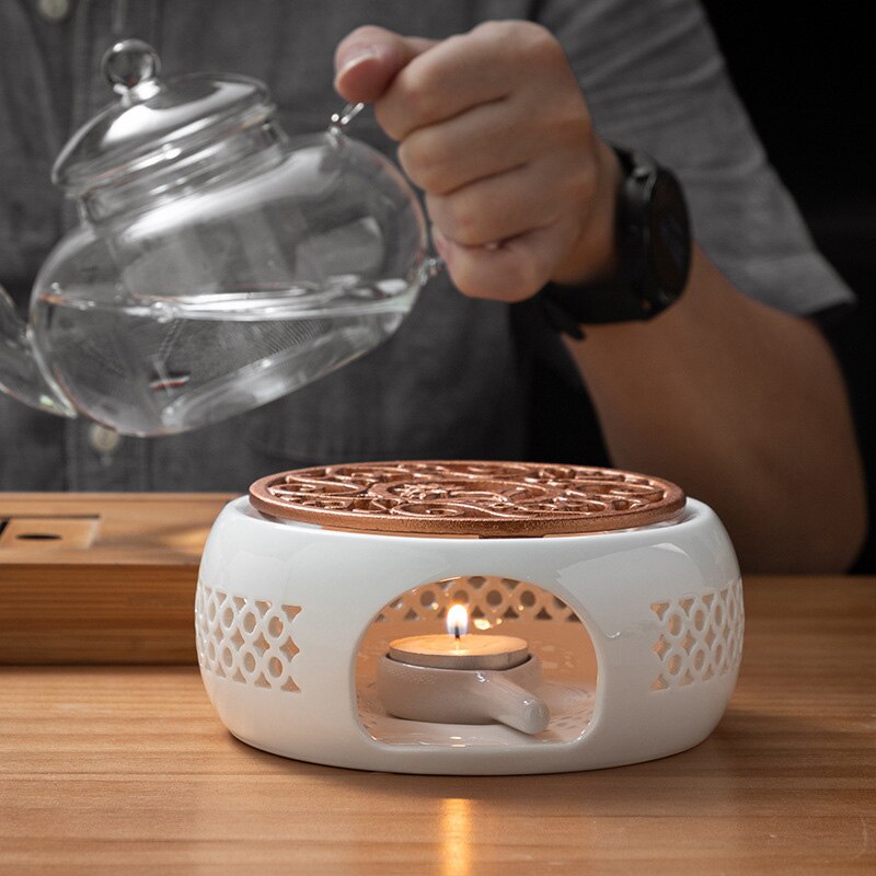Scalda tè in ceramica teiera candela base riscaldante tè caffè scaldacqua stufa da tè portacandele accessori da tè