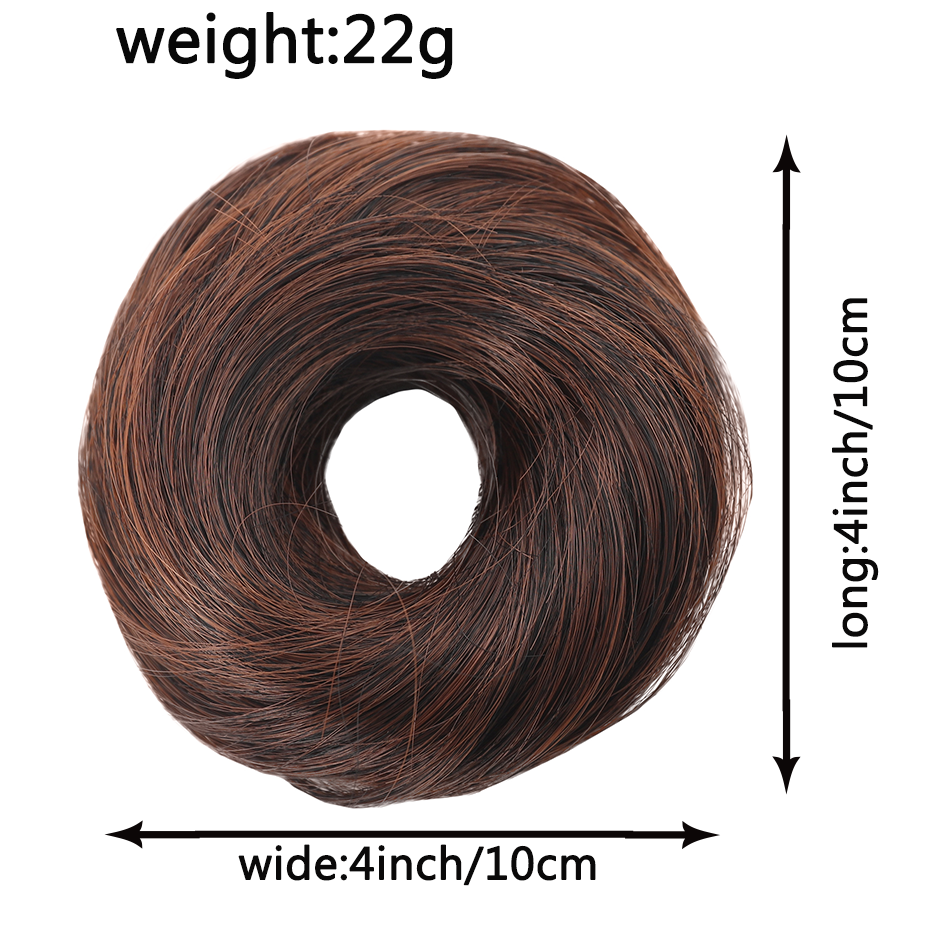 Allaosify moño sintético femenino fibra sintética pelo liso círculo cuerda elástica, color de cabello natural accesorios para el cabello luz oscura