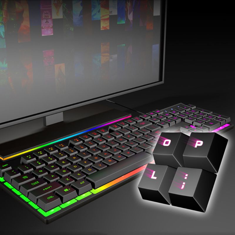 USB Wired Gaming Keyboard 104 Keycaps Gamer Key Board with Imitation Mechanical Backlight RGB Keyboard