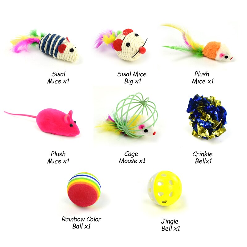 Juguetes para gatos coloridos, Kit para mascotas, túnel contraíble, tubos de Juego de 4 agujeros, bolas, forma de pluma de ratones mascota, gato, suministros interactivos de gatito