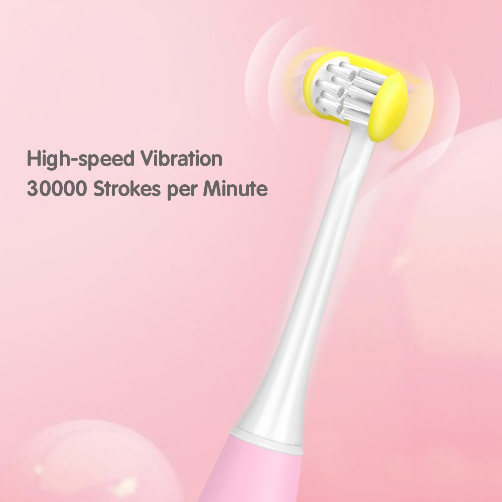 Electric Toothbrush for Kids with 3D Soft Brush 3 Brushing Modes 2 Min Timer Sonic Triple Bristle with Brush Head for Children