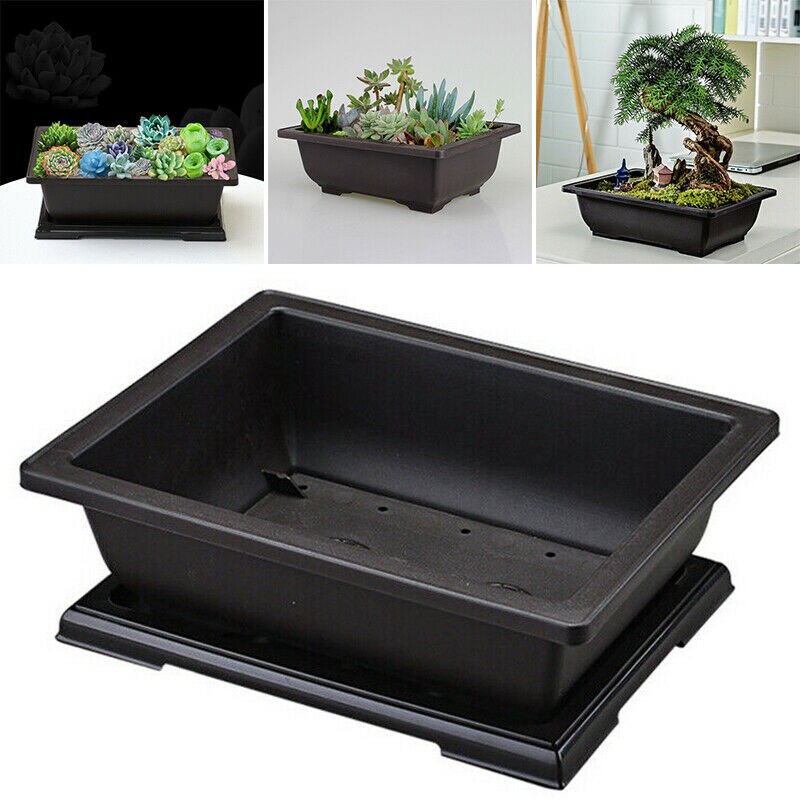 Maceta grande para flores, maceta rectangular para bonsái, vivero, contenedor para balcón, 29x21x10,5 cm