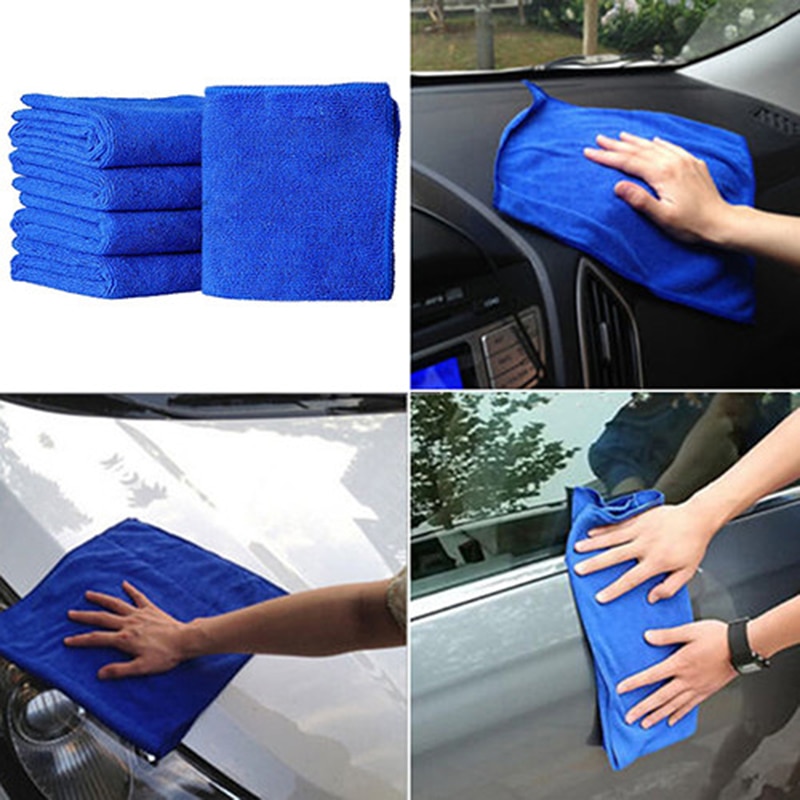 Serviette de nettoyage en microfibre 5 pièces | Chiffon de lavage doux absorbant, serviettes de nettoyage pour voiture, 25x25cm serviette de lavage antistatique pour la maison