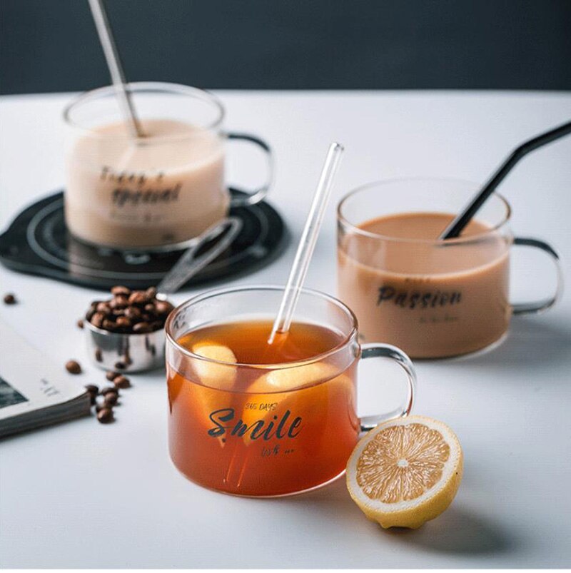 500ml bogstaver glas krus, stort bælte med juice krus kontor tekop dessert kop havregryn morgenmad kop mælk drinkware