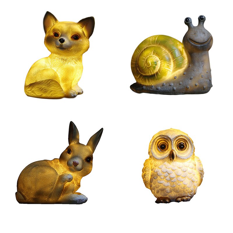 doprowadziło wodoodporna ślimak lampa solarna ozdoba o motywie krajobrazowym zwierząt sowa królik placki światło podziemne ogród wystrój ogrodu ciepła, jasna