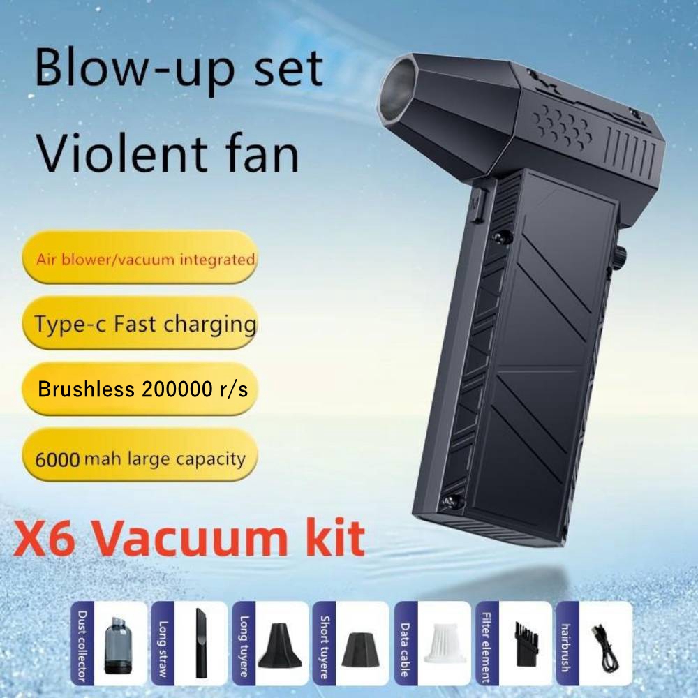 X6 Violent Fan 200000RPM Powerful Air Blower X9 Vacuum Dust Cleaner Type-C Charging Strong Wind 53m/s Brushless Turbo Jet Blower: Gold