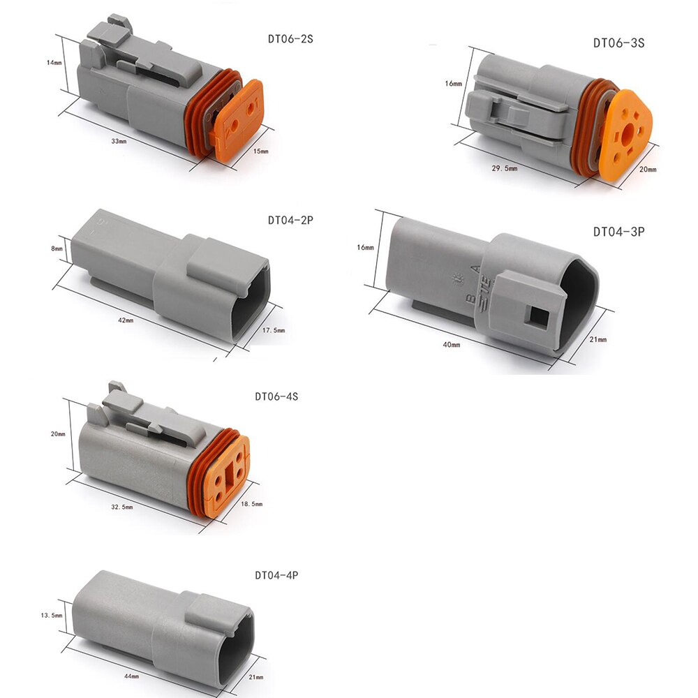 1 set deutsch  dt06 dt04 bil vattentäta kontakter hane och hona butt plug med tråd 2 3 4 6 8 12 stift 22-16 awg