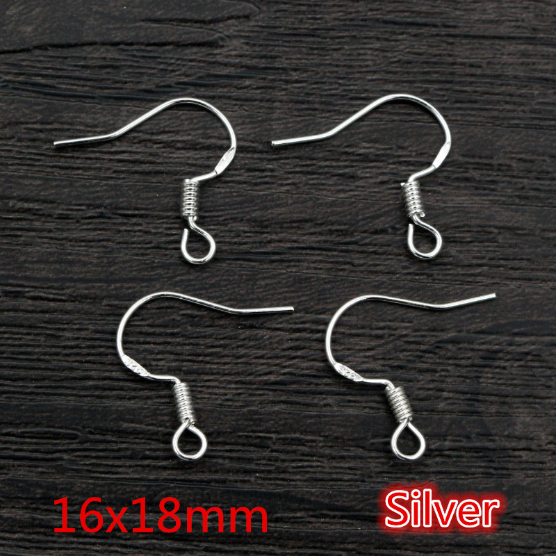 50 Uds. De 2 estilos, 925 de plata esterlina, pendientes de oro de rodio, ganchos, accesorios para hacer joyas: Blanco