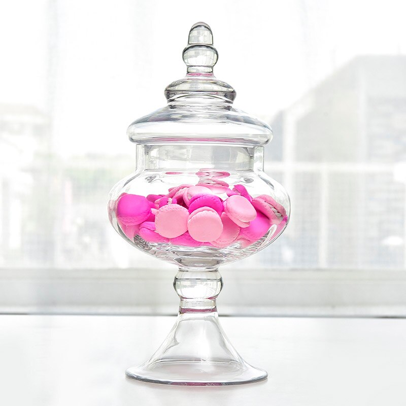 Gjennomsiktig glass candy glass europeisk stil lagring tank bryllup dessert bord candy glass sukker tank hjemmedekorasjon
