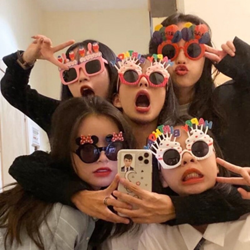 Grappige Glazen Photobooth Props Gelukkige Verjaardag Foto Props Afstuderen Partij Decoratie Diy Photo Booth Verjaardag Feestartikelen